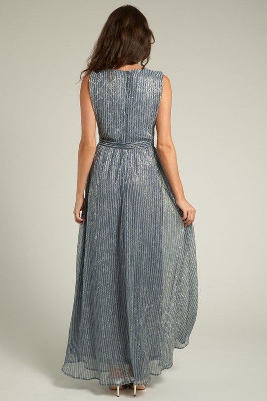 Strappy V Neck Glitter Maxi Dress sold by U-NI-TY product image thumbnail 5