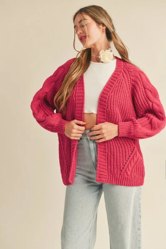 Open Front Cable Knit Cardigan sold by U-NI-TY product image thumbnail 2