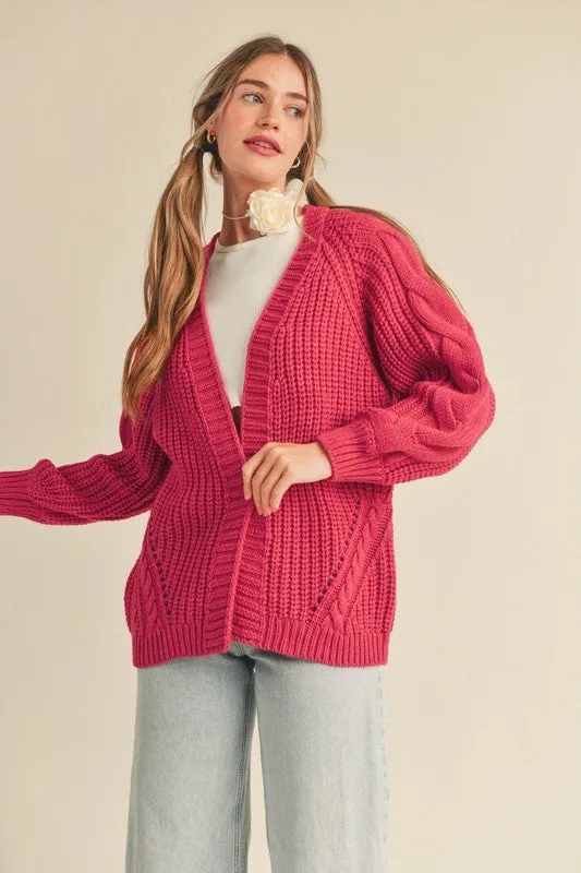 Open Front Cable Knit Cardigan sold by U-NI-TY