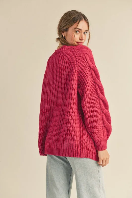 Open Front Cable Knit Cardigan sold by U-NI-TY product image thumbnail 3