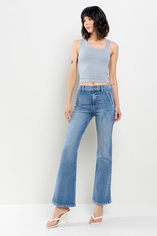 High Rise Ultra Stretch Slim Bootcut Jeans sold by U-NI-TY