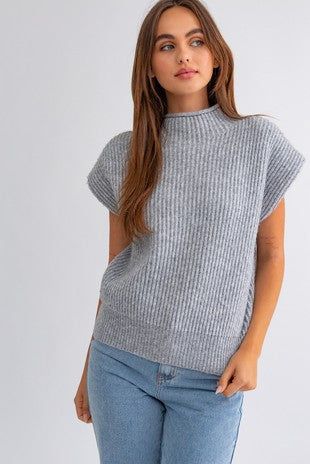 Turtle Neck Power Shoulder Sweater Vest sold by U-NI-TY