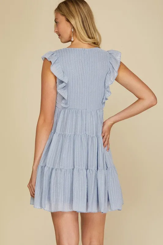 Ruffle Stripe Textured Woven Dress sold by U-NI-TY product image thumbnail 2