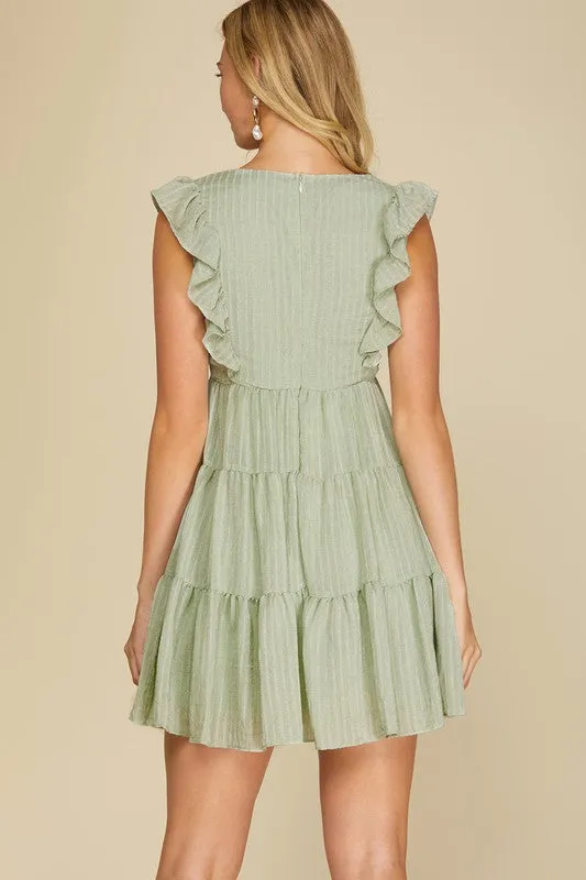 Ruffle Stripe Textured Woven Dress sold by U-NI-TY product image thumbnail 5