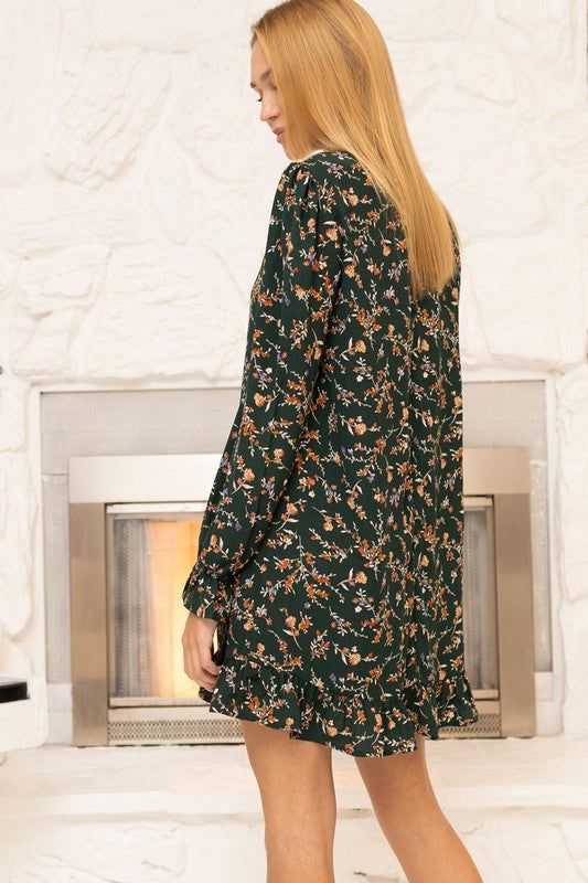 Floral Print Mini Dress with Standing Collar sold by U-NI-TY product image thumbnail 4