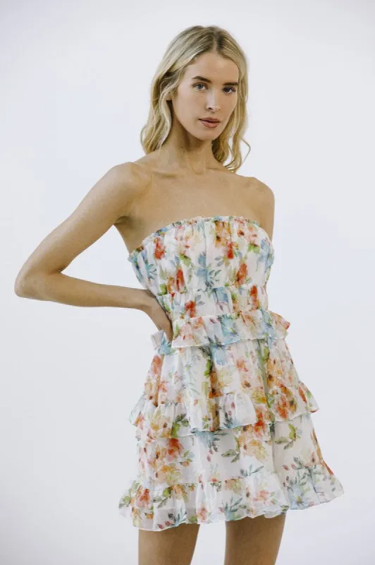 Multi Colour Strapless Mini Dress sold by U-NI-TY