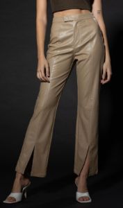 Leather Grid Front Slit Pants sold by U-NI-TY