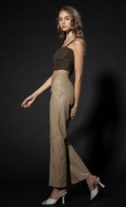 Leather Grid Front Slit Pants sold by U-NI-TY