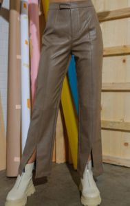 Leather Grid Front Slit Pants sold by U-NI-TY
