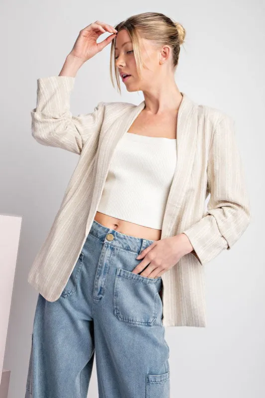 Soft Washed Striped Blazer Jacket sold by U-NI-TY