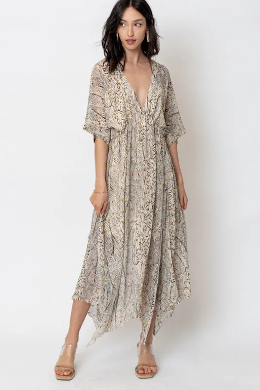 Printed Kimono Sleeve Midi Dress sold by U-NI-TY