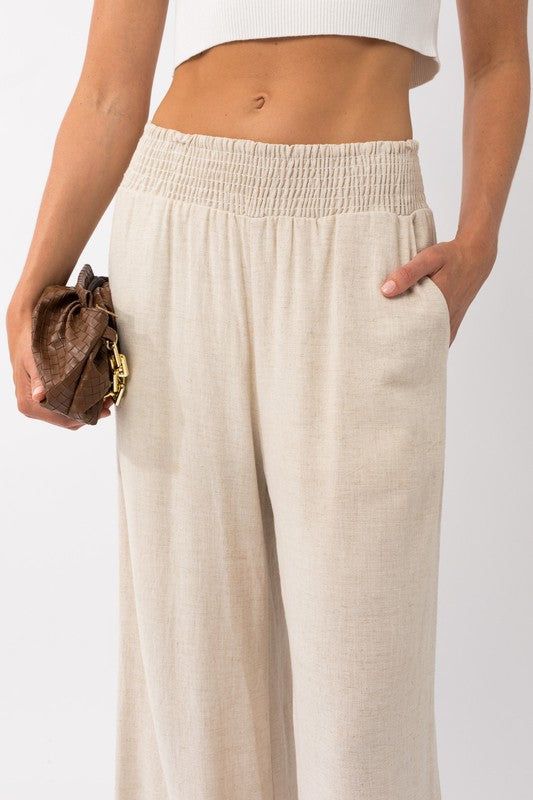 Smocking Waist Wide Leg Pants sold by U-NI-TY product image thumbnail 3