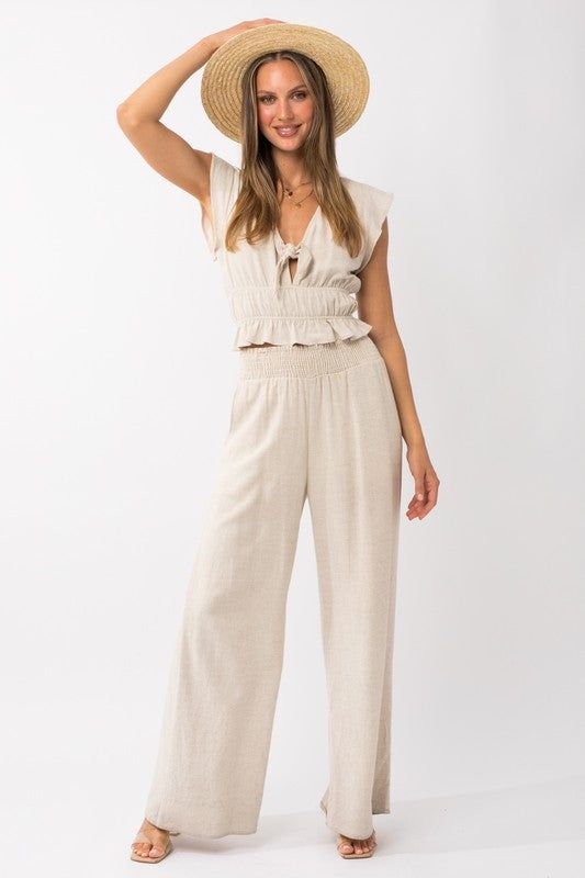 Smocking Waist Wide Leg Pants sold by U-NI-TY product image thumbnail 2