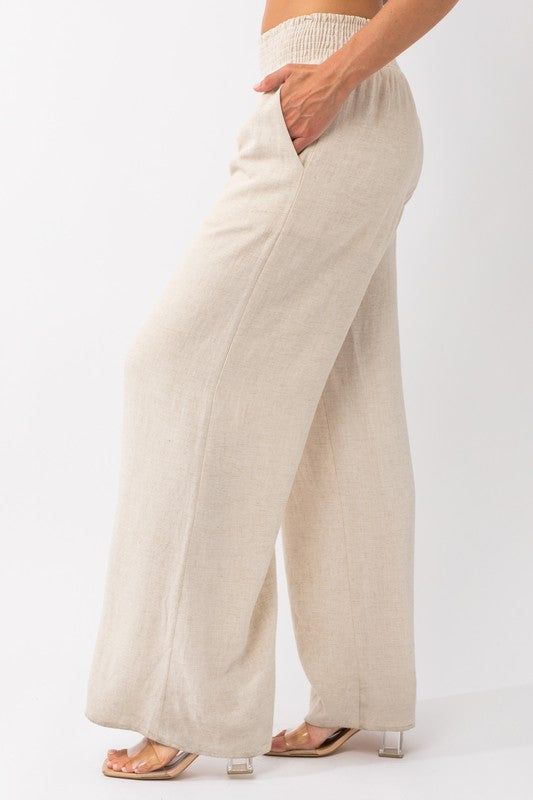 Smocking Waist Wide Leg Pants sold by U-NI-TY