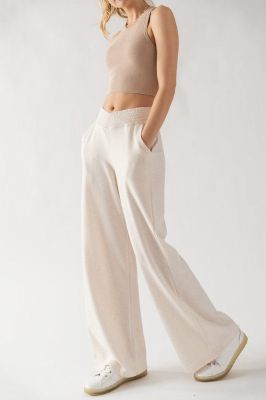 Crossover V Waist Elastic Band Wide Fit Pants sold by U-NI-TY