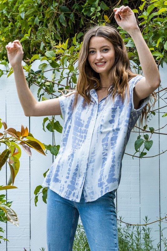 Short Sleeve Tie Dye Button Down Shirt sold by U-NI-TY product image thumbnail 4