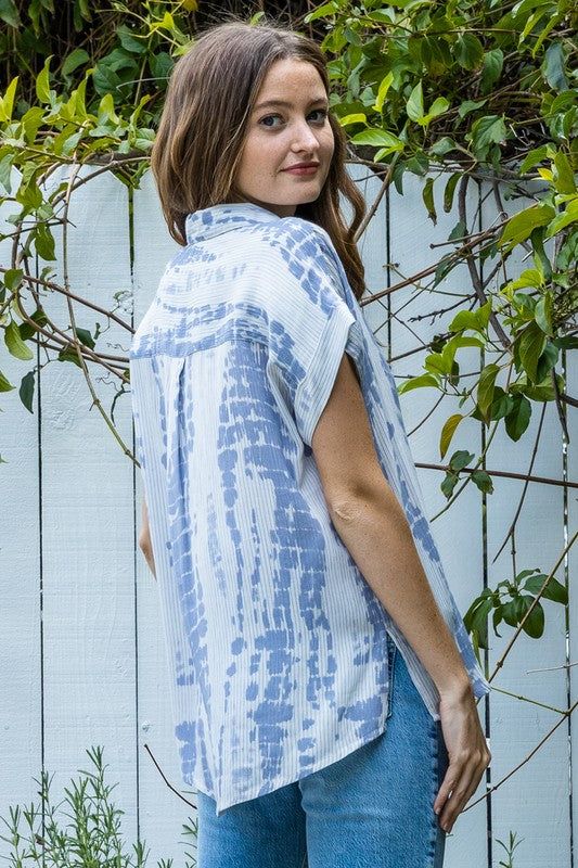 Short Sleeve Tie Dye Button Down Shirt sold by U-NI-TY product image thumbnail 5