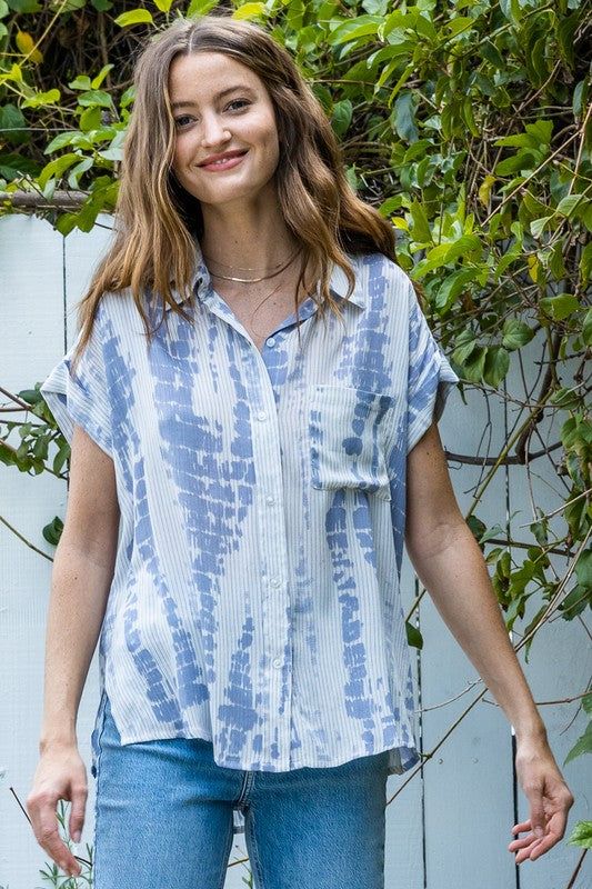 Short Sleeve Tie Dye Button Down Shirt sold by U-NI-TY product image thumbnail 2