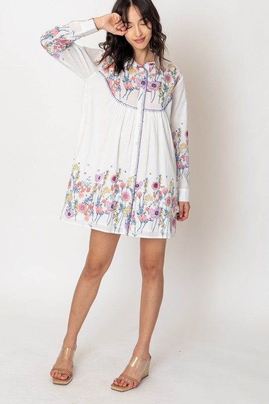 Long Sleeve Floral Print Button Down Shirt Dress sold by U-NI-TY product image thumbnail 5