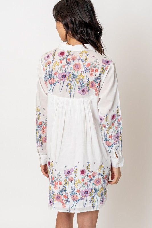 Long Sleeve Floral Print Button Down Shirt Dress sold by U-NI-TY product image thumbnail 4