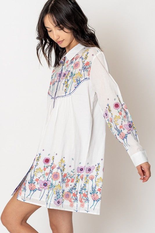 Long Sleeve Floral Print Button Down Shirt Dress sold by U-NI-TY product image thumbnail 3