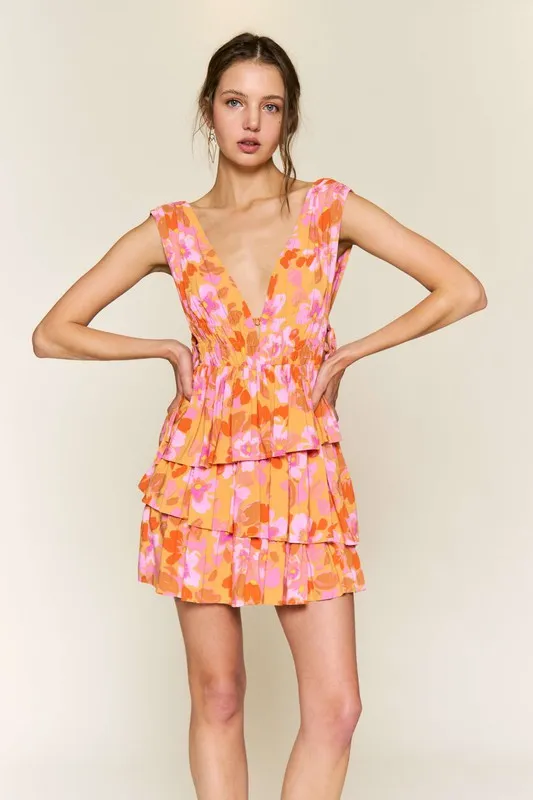 Creamsicle Floral Mini Dress sold by U-NI-TY product image thumbnail 3