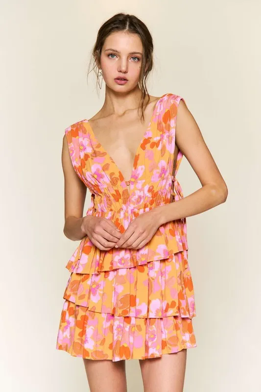 Creamsicle Floral Mini Dress sold by U-NI-TY product image thumbnail 2