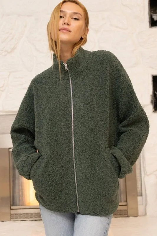 Fuzzy Jacket with High Collar and Back Elastic sold by U-NI-TY