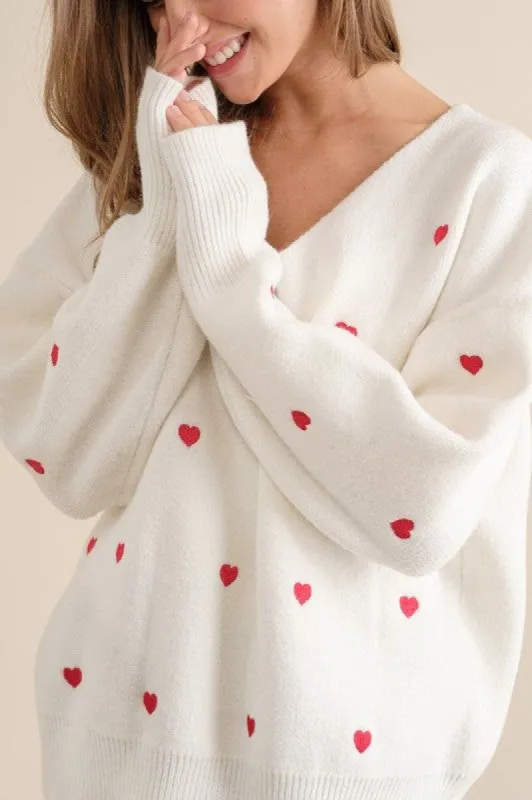 Heart Pattern Knit Pullover Sweater sold by U-NI-TY
