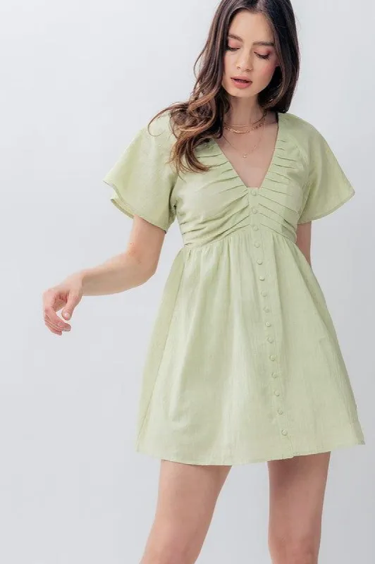 Pleated Flutter Sleeve Dress sold by U-NI-TY