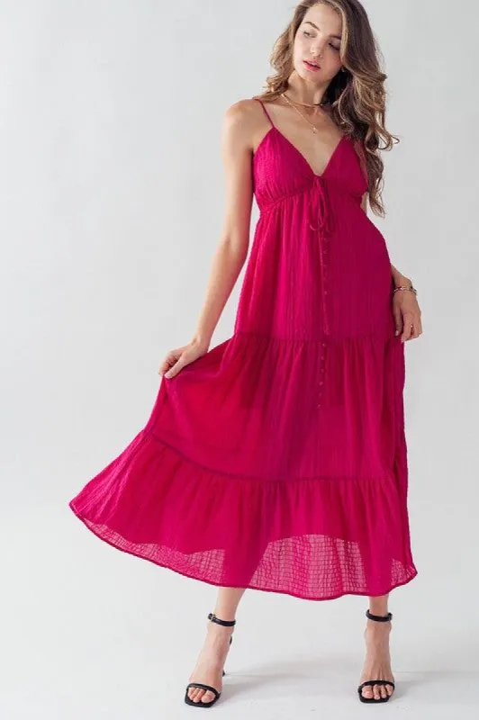 Sydney V Neck Ruffled Shirred Bodice Dress sold by U-NI-TY