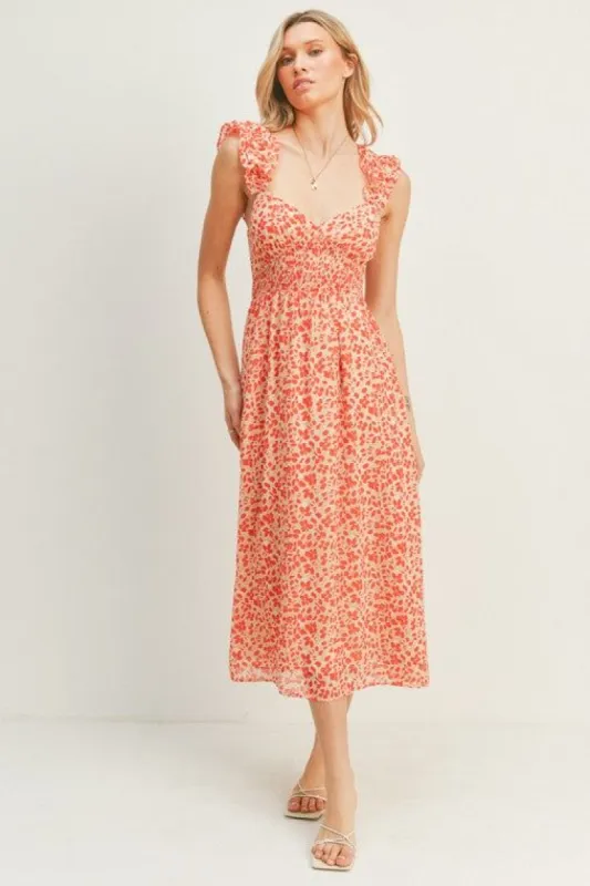 Ruffled Strap Printed Midi Dress sold by U-NI-TY