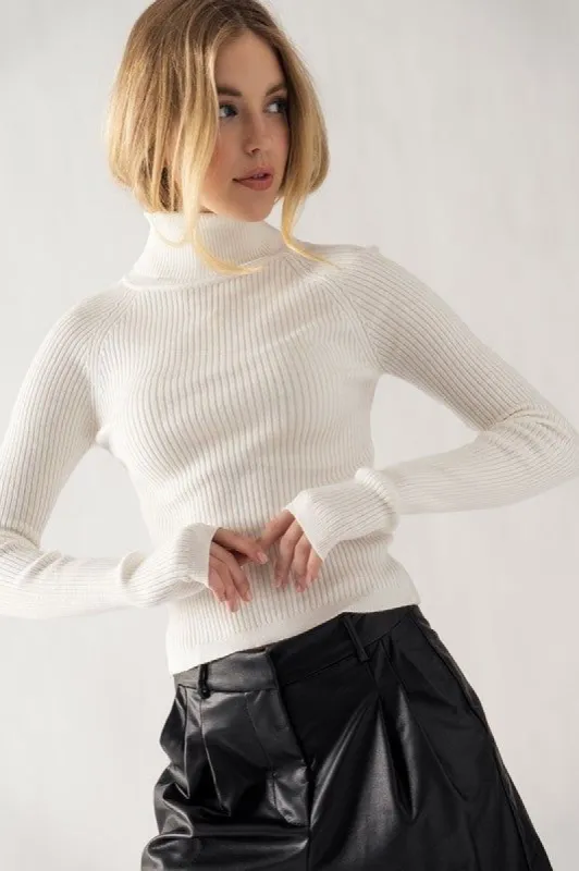 Rib Knit Long Sleeve Cropped Turtleneck (3 colours) sold by U-NI-TY
