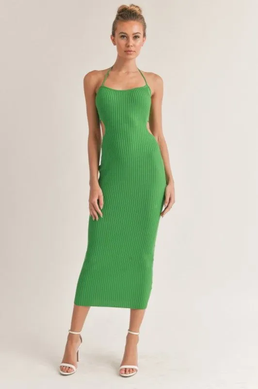 Rib Fabric Halter Cutout Midi Dress sold by U-NI-TY