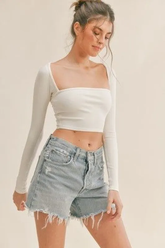 Long Sleeve Rib Crop Top sold by U-NI-TY