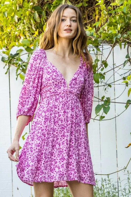 Floral Print Open Back Mini Dress sold by U-NI-TY
