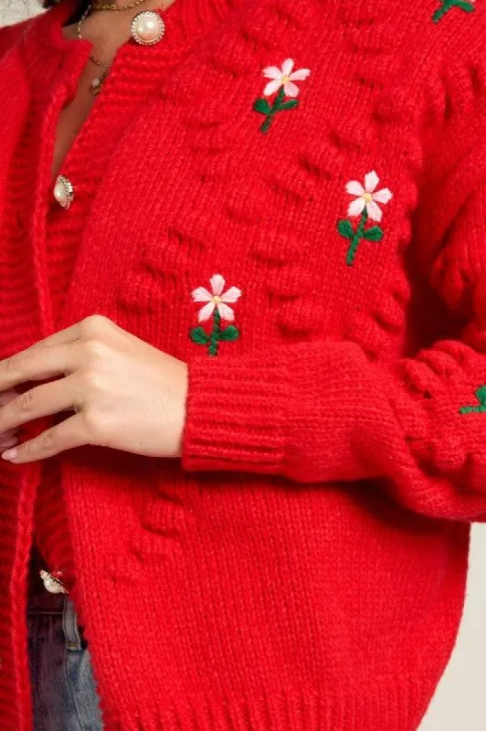 Flower Embroidered Sweater Cardigan sold by U-NI-TY