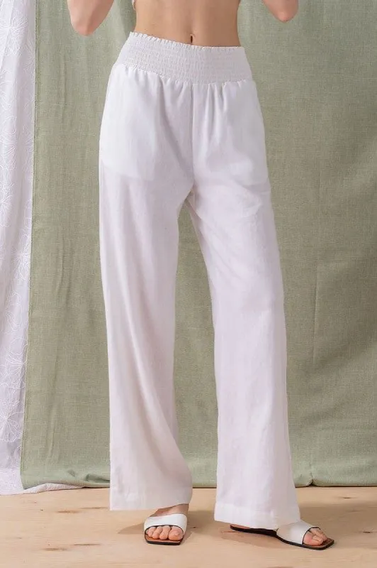 Smocked High Waisted Linen Pants sold by U-NI-TY