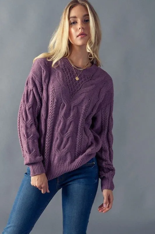 Chunky Cable Knit Pointelle Cut Out Sweater (4 colours) sold by U-NI-TY