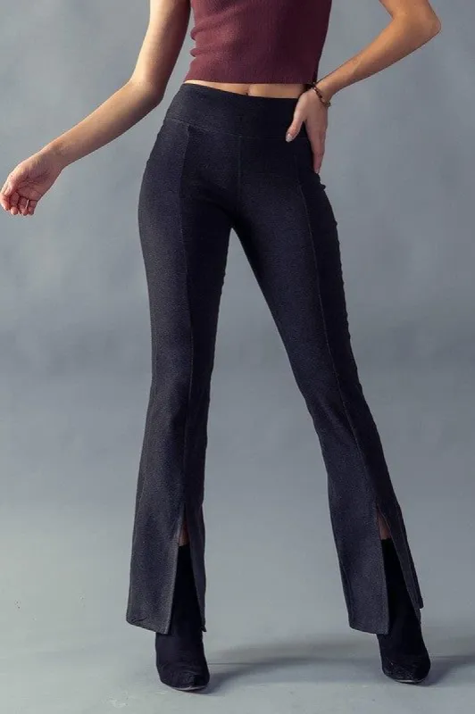 Seam Detail Front Slit Stretch Boot Cut Pants sold by U-NI-TY