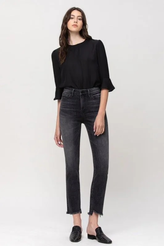 High Rise Straight Crop With Uneven Hem Details sold by U-NI-TY