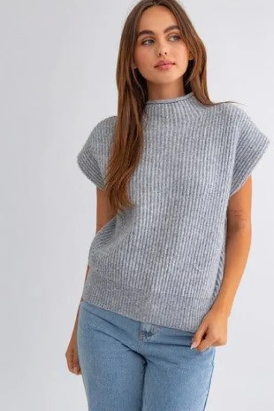 Turtle Neck Power Shoulder Sweater Vest sold by U-NI-TY