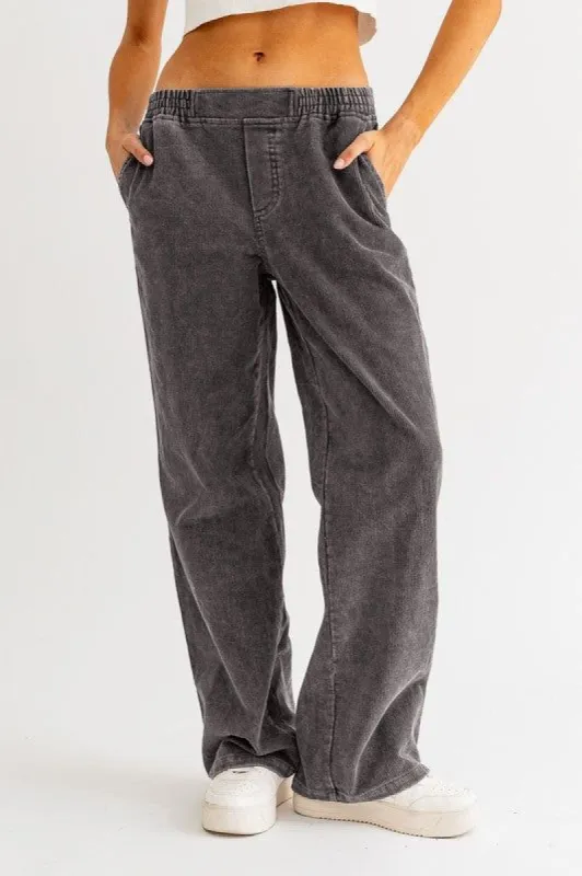 Elastic Waist Corduroy Wide Leg Pants sold by U-NI-TY