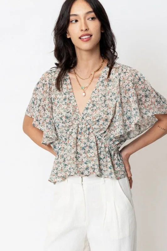 Floral Print Ruffle Sleeve Top sold by U-NI-TY