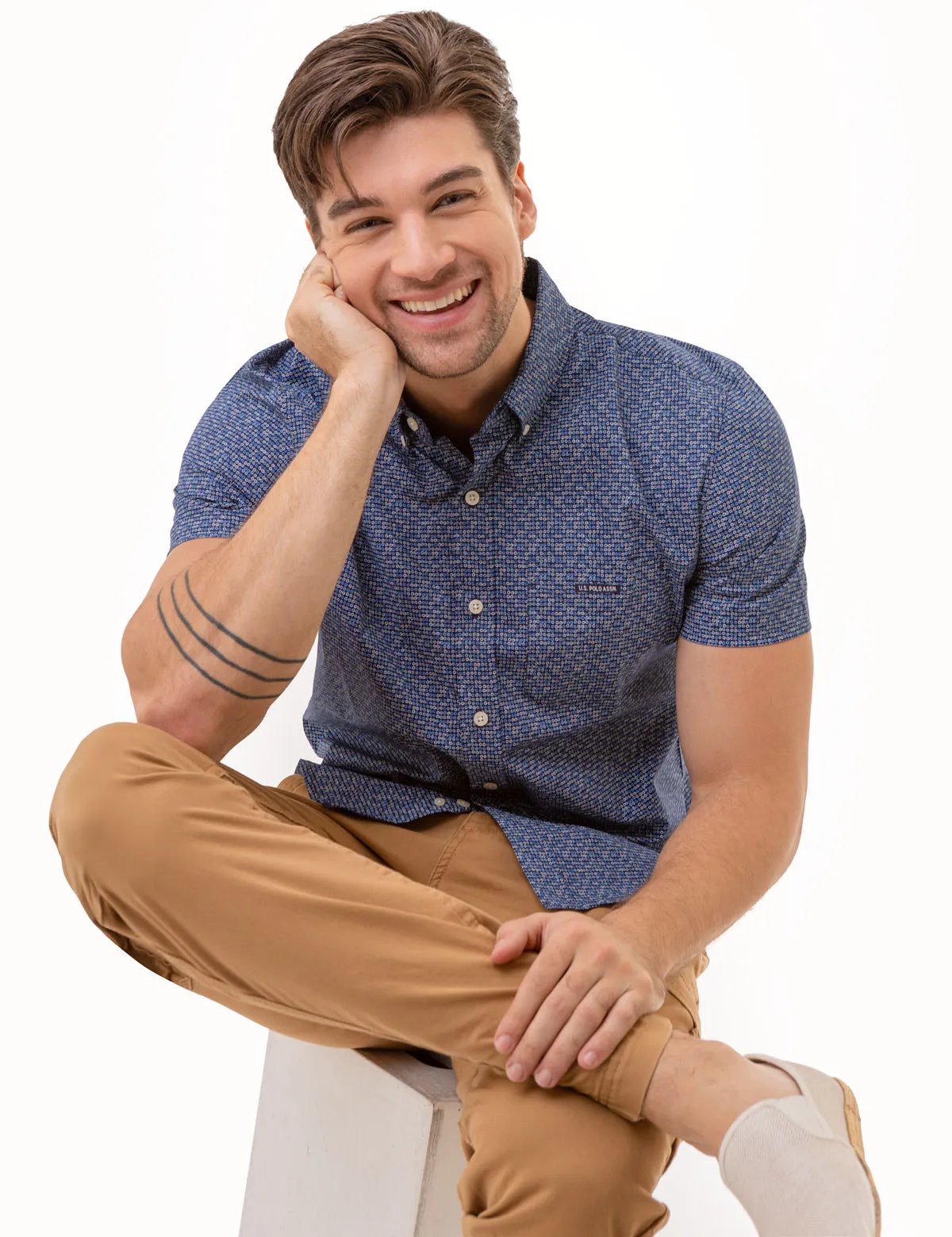 PRINTED STRETCH POPLIN SHORT SLEEVE SHIRT sold by U.S. Polo Assn. product image thumbnail 4