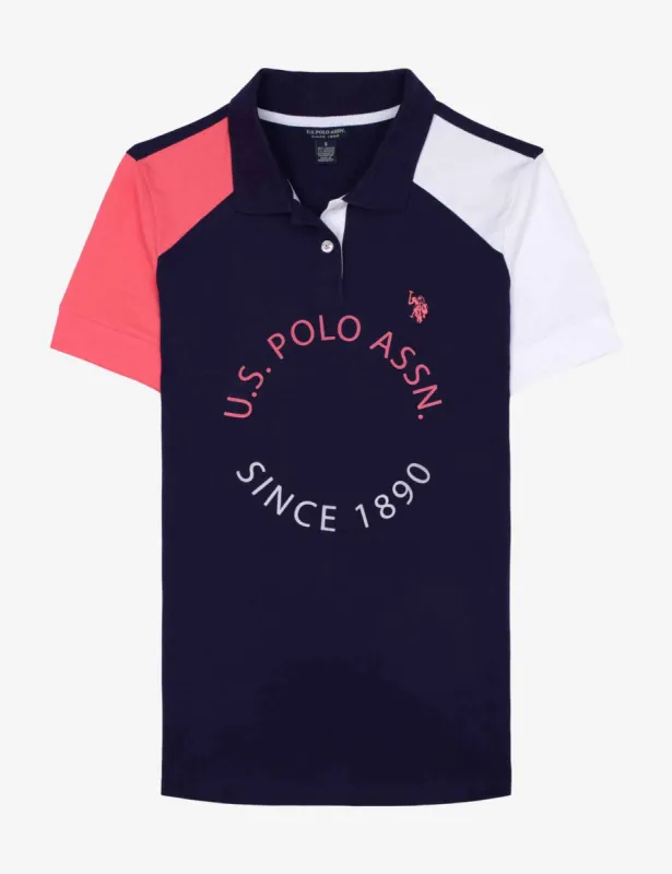 COLORBLOCK USPA CIRCLE LOGO POLO SHIRT sold by U.S. Polo Assn.