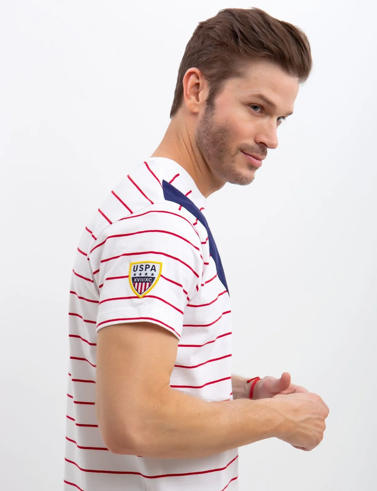 CREW NECK DIAGONAL STRIPED T-SHIRT sold by U.S. Polo Assn. product image thumbnail 2