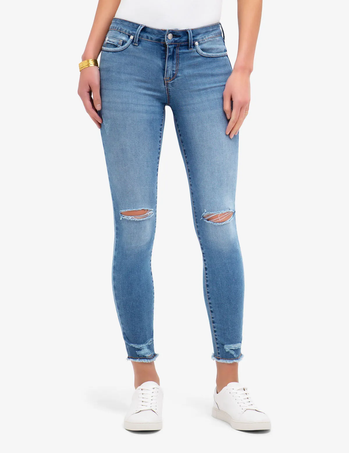 REPREVE® MID RISE FRAYED SKINNY JEANS sold by U.S. Polo Assn.