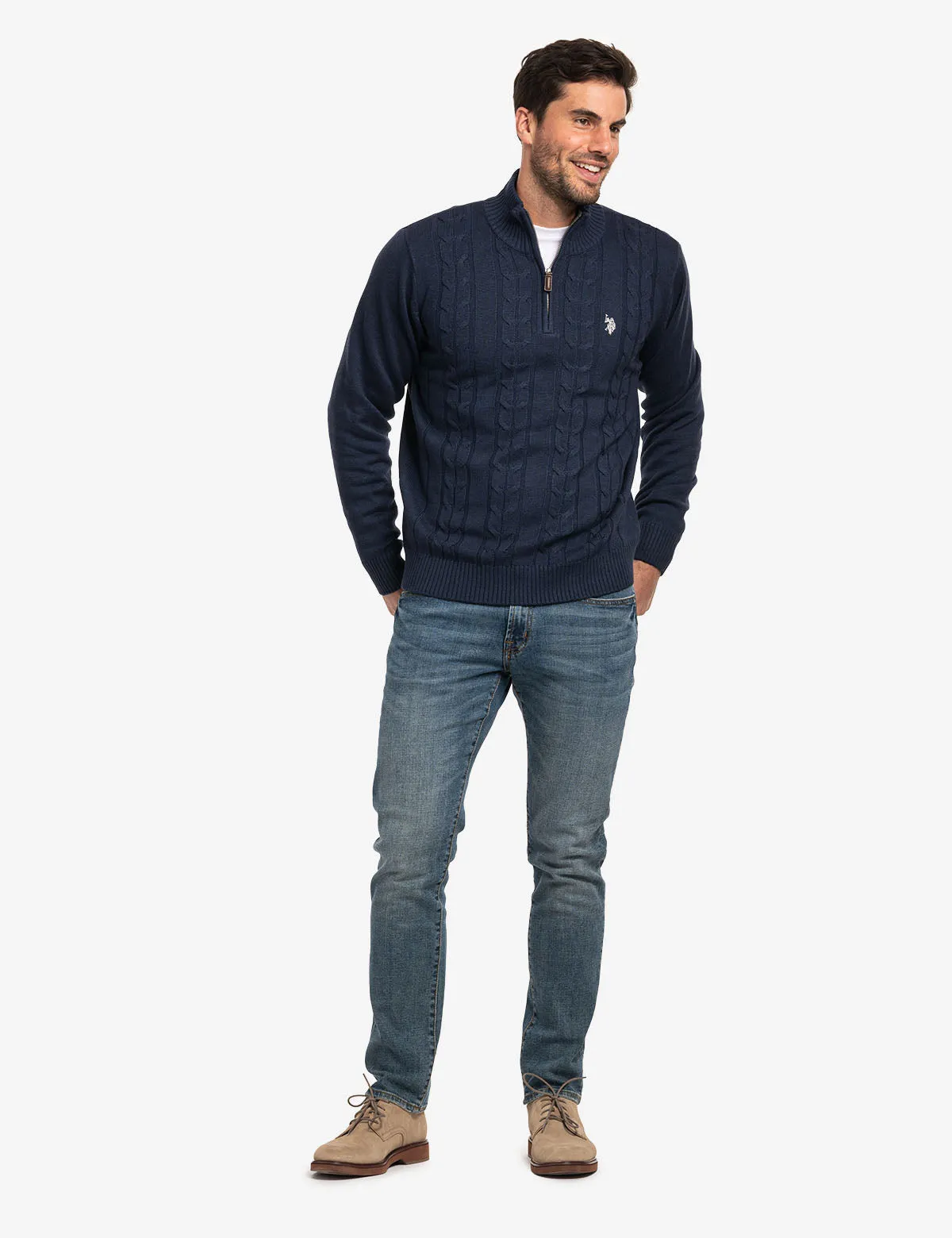 1/4 ZIP CABLE KNT SWEATER sold by U.S. Polo Assn. product image thumbnail 2