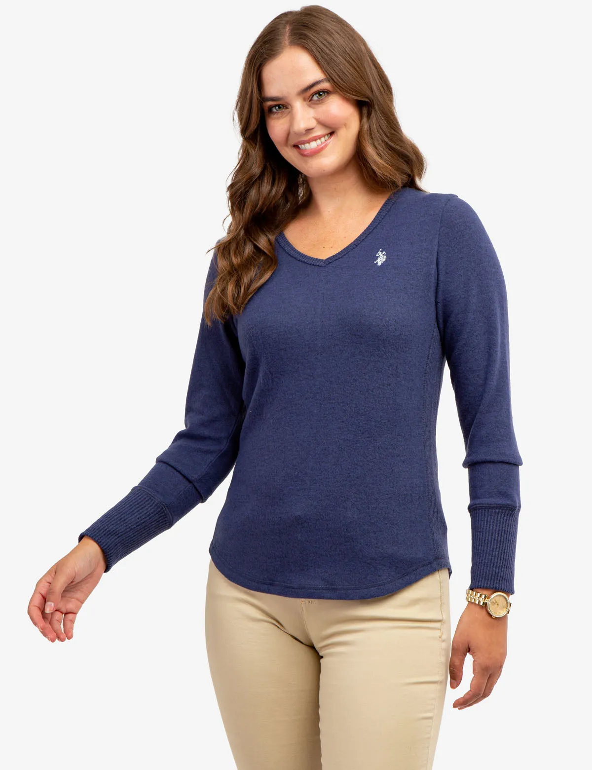 SOFT LONG SLEEVE V-NECK HACCI TOP sold by U.S. Polo Assn. product image thumbnail 4
